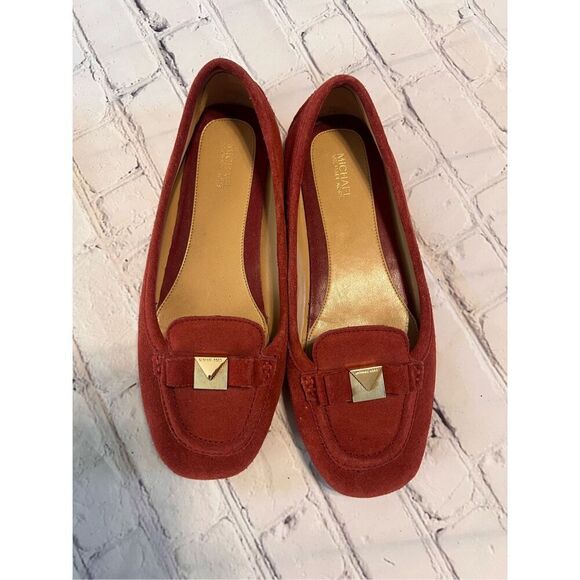 Michael Kors Size 8.5 Suede Leather Moccasin Driving Shoes Maroon Red Classy - Picture 4 of 11